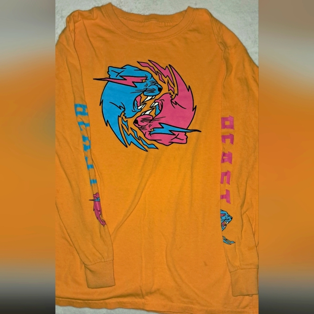 Mr BEAST Orange Graphic Long Sleeve Shirt